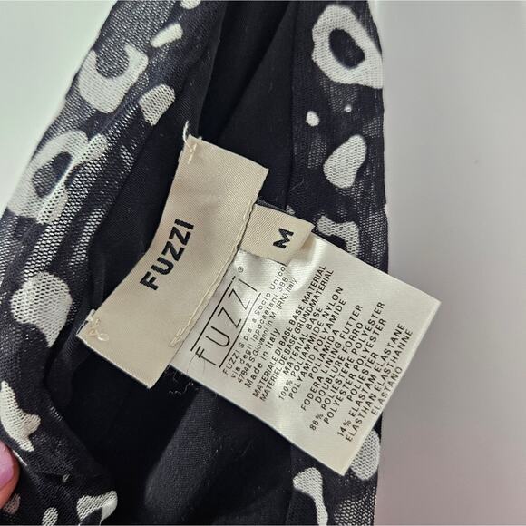 Fuzzi Black White Cheetah Print Strapless Rouched Jumpsuit M - Picture 8 of 9